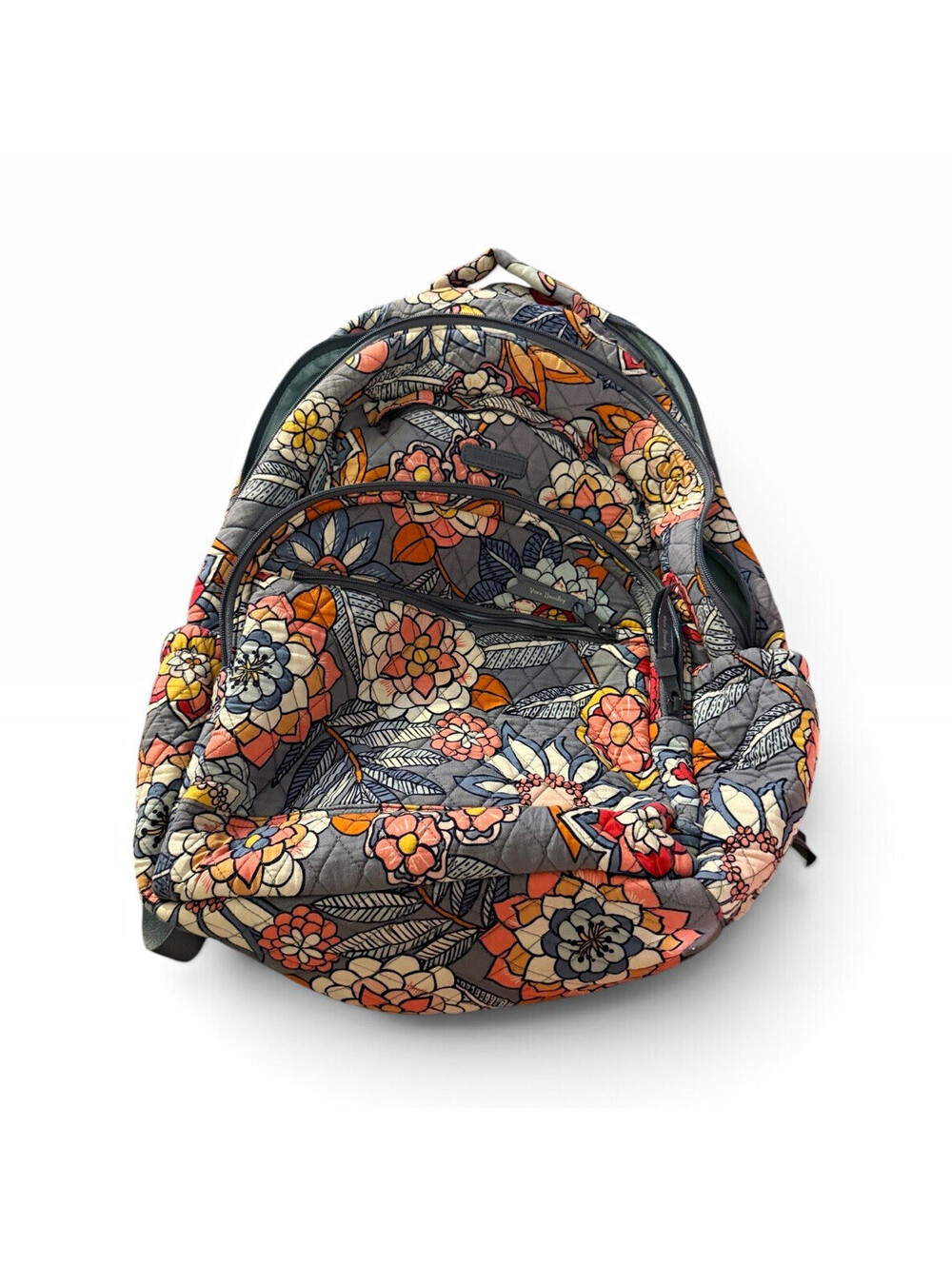 Vera Bradley Quilted Floral Zip Backpack Unisex Kids Gray Multicolor